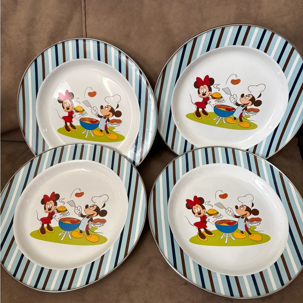 Disney Mickey and Minnie Chef Dinner Plates - Blue and White